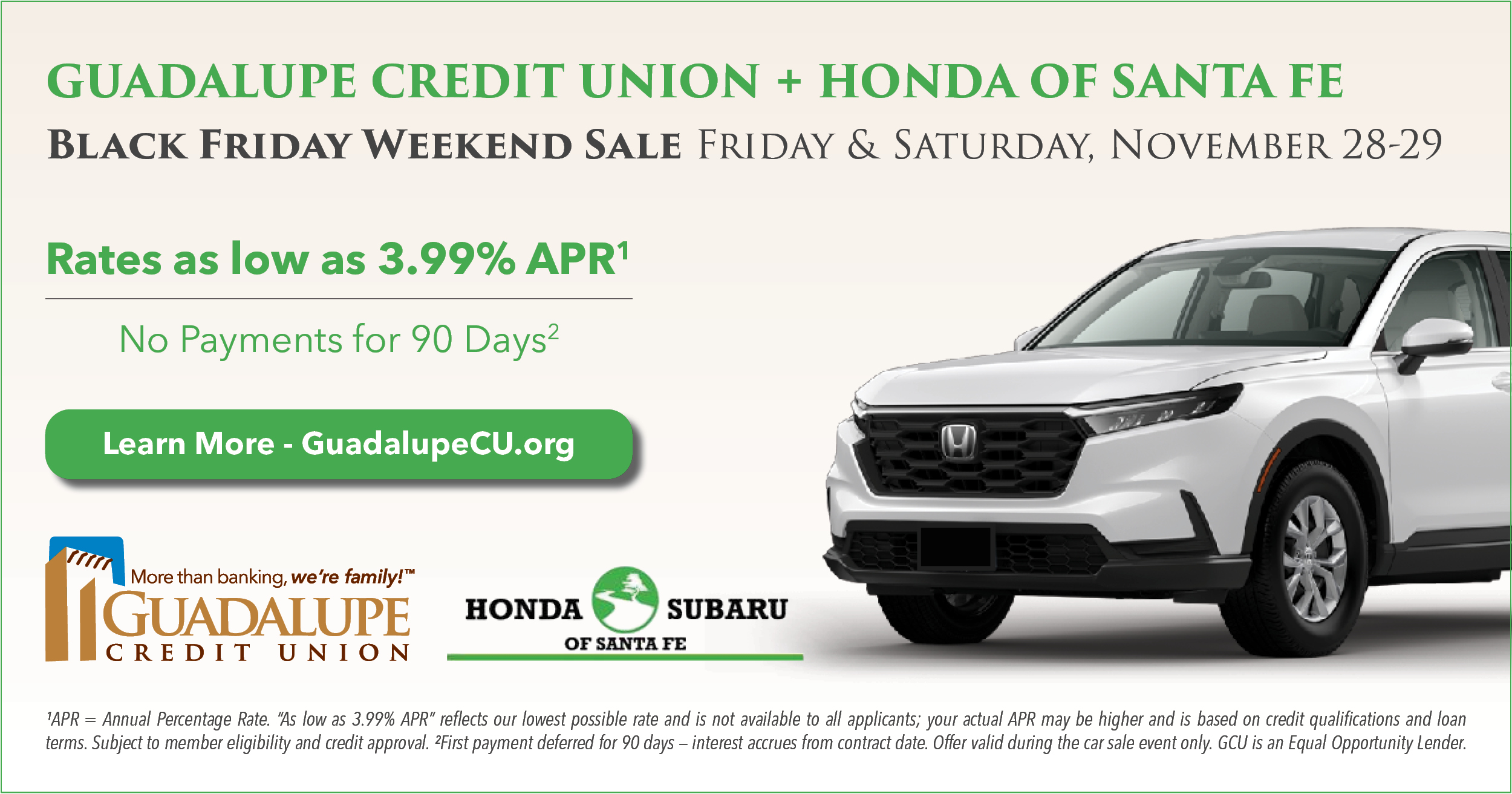 GCU - Honda of Santa Fe Car Sale ad